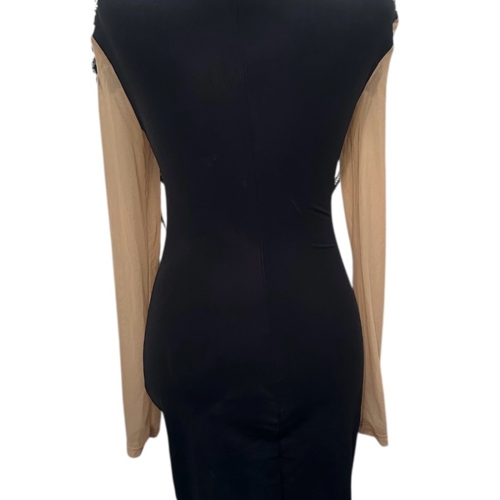 QUEEN MANIA MINI Black Mesh Dress Embellished with Black Faceted Beads SZ M NWOT - Picture 5 of 17